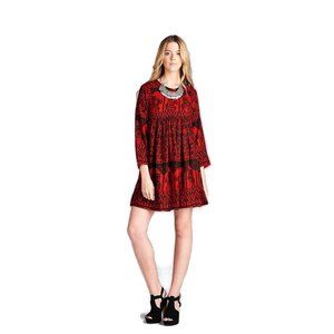 Velzera India Print Dress, Red
